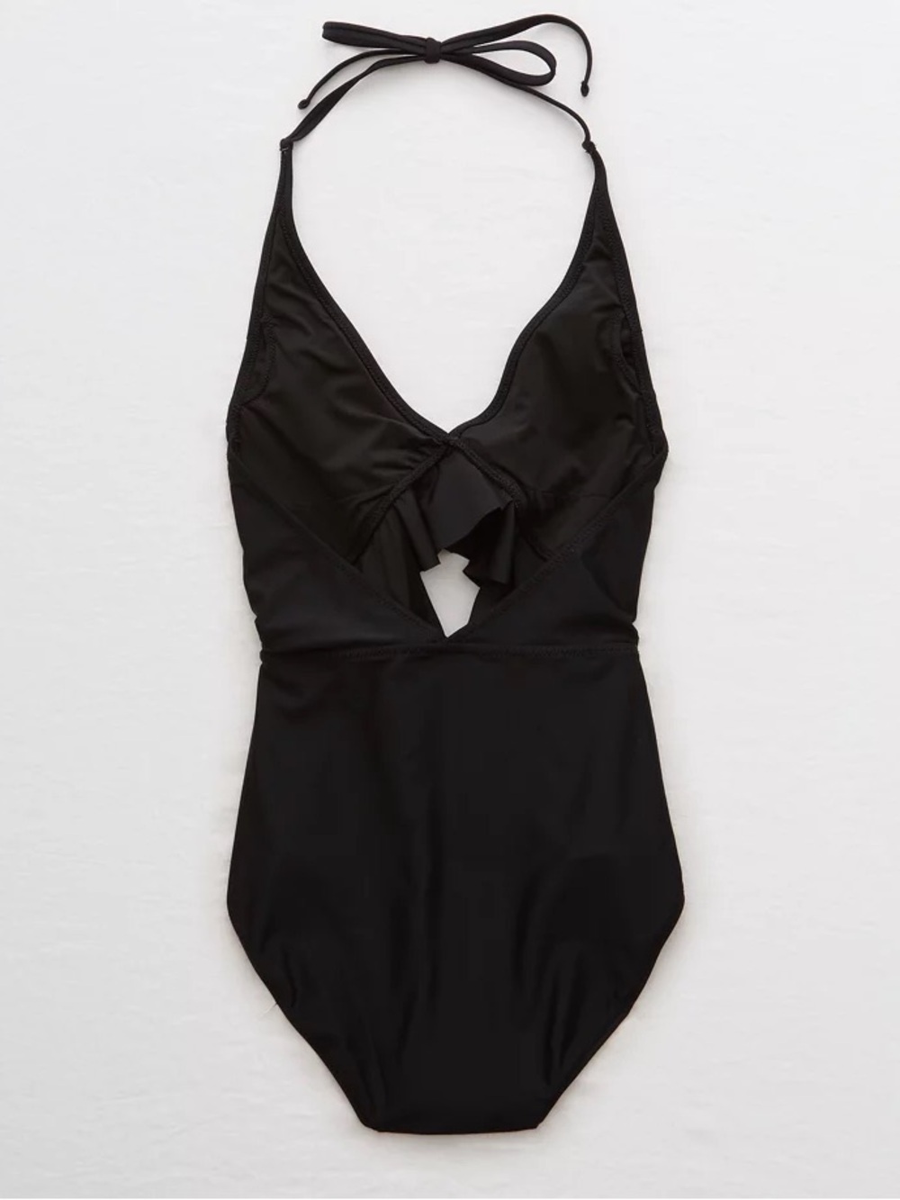 NWT Aerie Full Coverage Ruffle One Piece Swimsuit in Black - Picture 4 of 9
